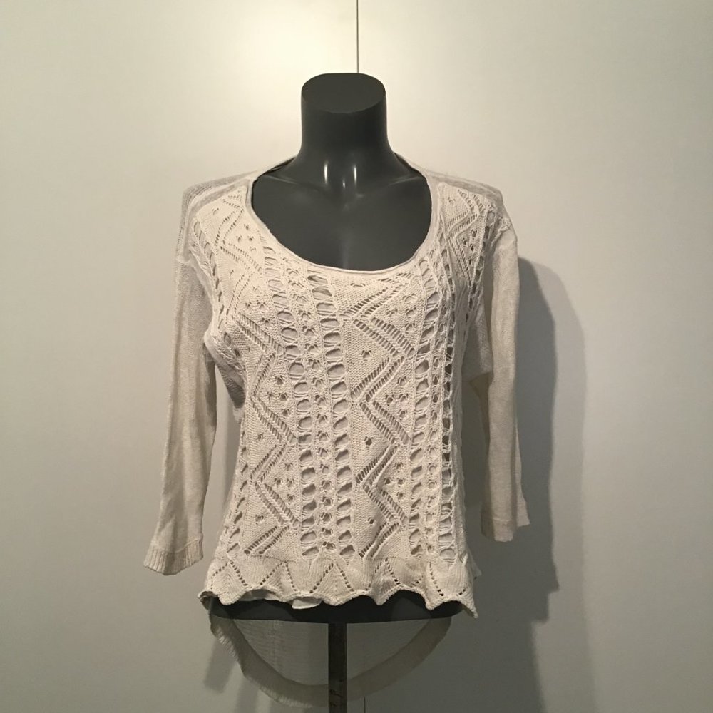 Anthropologie Moth Lightweight Crochet Pattern Sweater Size XS